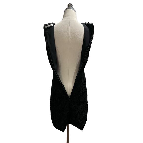 Alice + Olivia Black Cocktail Party Lennon Lace Mini Night Out Dress Sz 4 - Picture 14 of 16